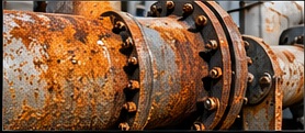 Rusty industrial pipework